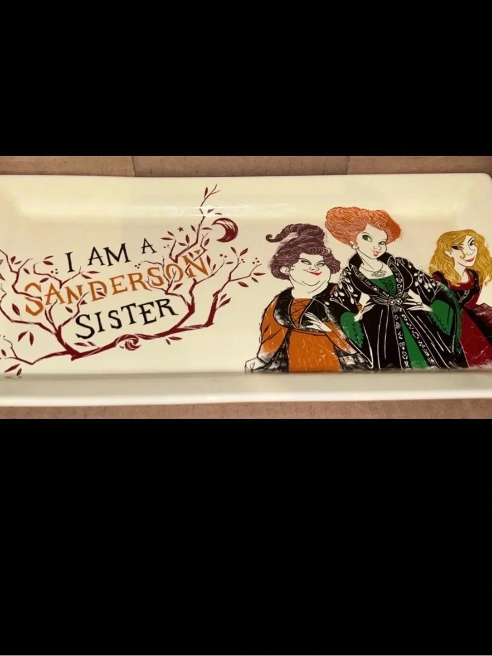 Disney Sanderson Sisters Ceramic Serving Tray - White with Orange, Green, Black